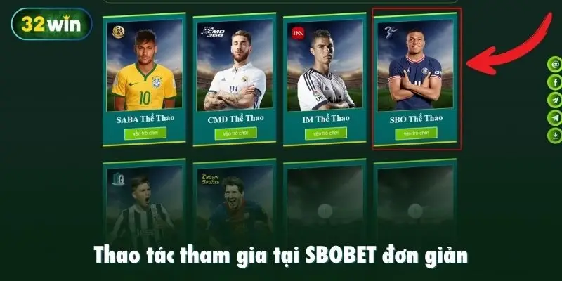 Thao tác tham gia tại SBOBET đơn giản