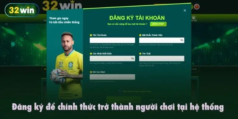 Đăng ký để chính thức trở thành người chơi tại hệ thống 